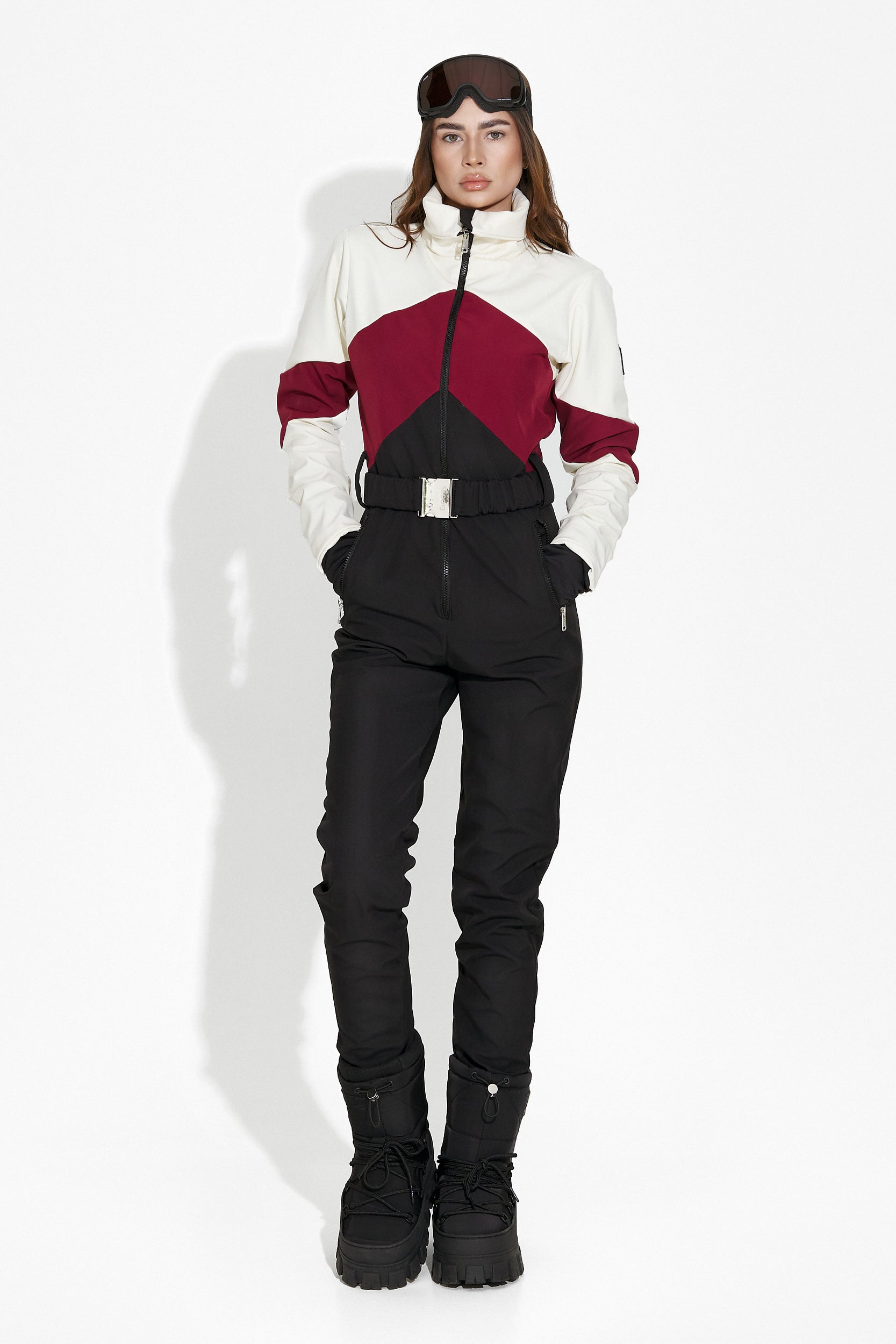 Black burgundy casual ski jumpsuit Radika Bogas