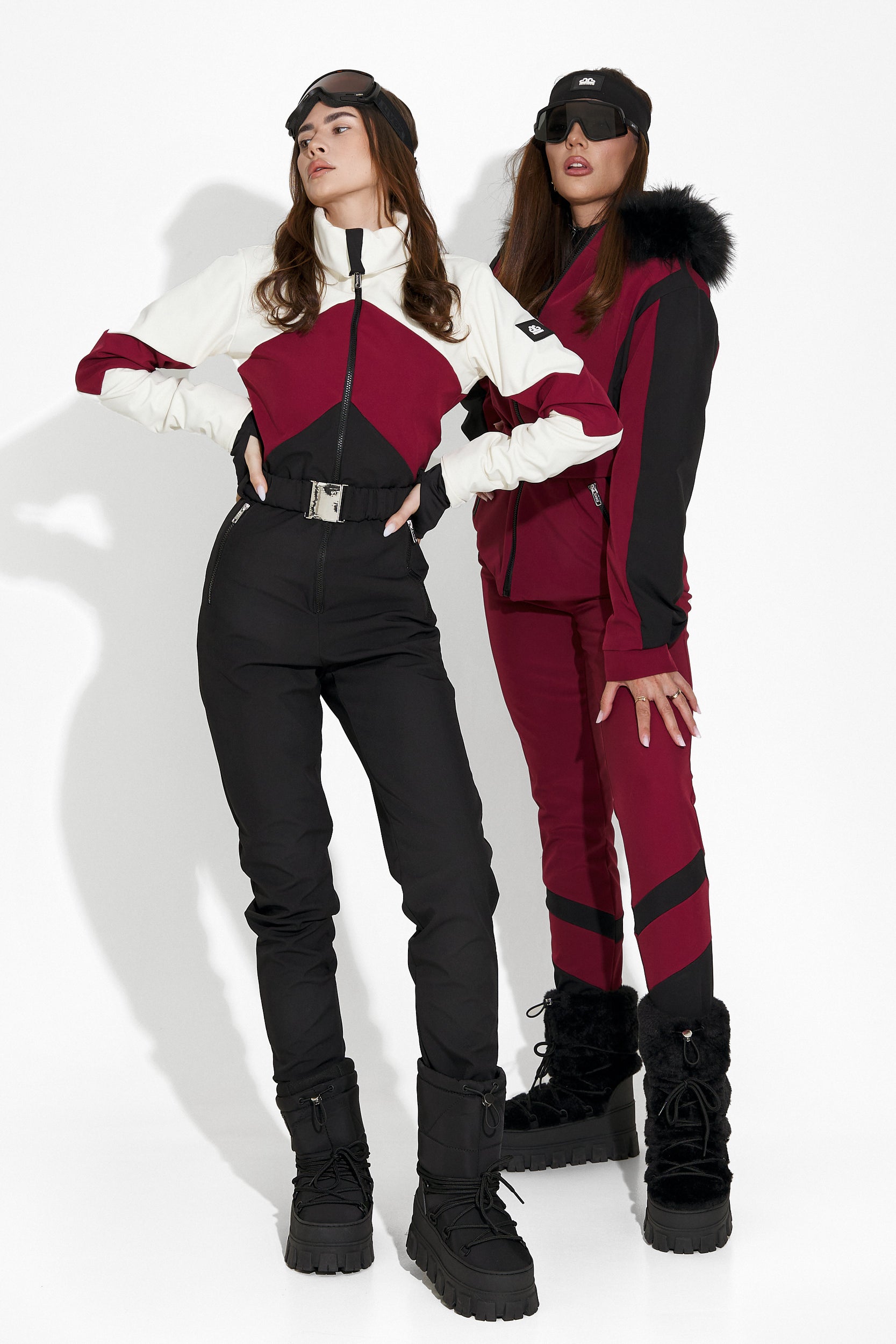 Black burgundy casual ski jumpsuit Radika Bogas