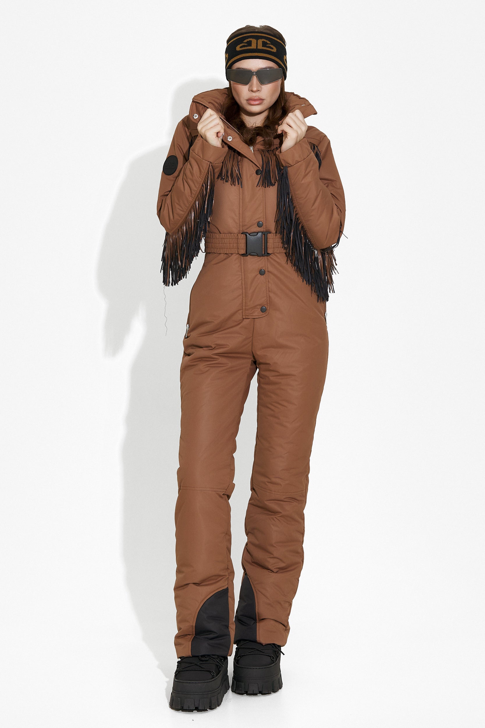 Ritanya Bogas brown casual ski overalls