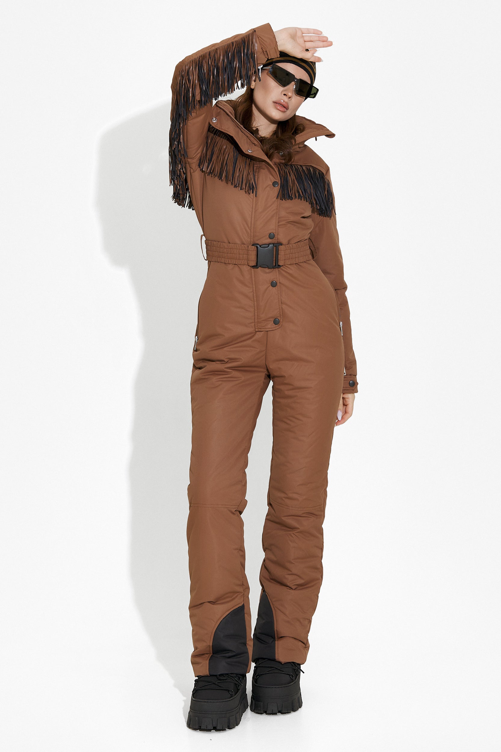 Ritanya Bogas brown casual ski overalls