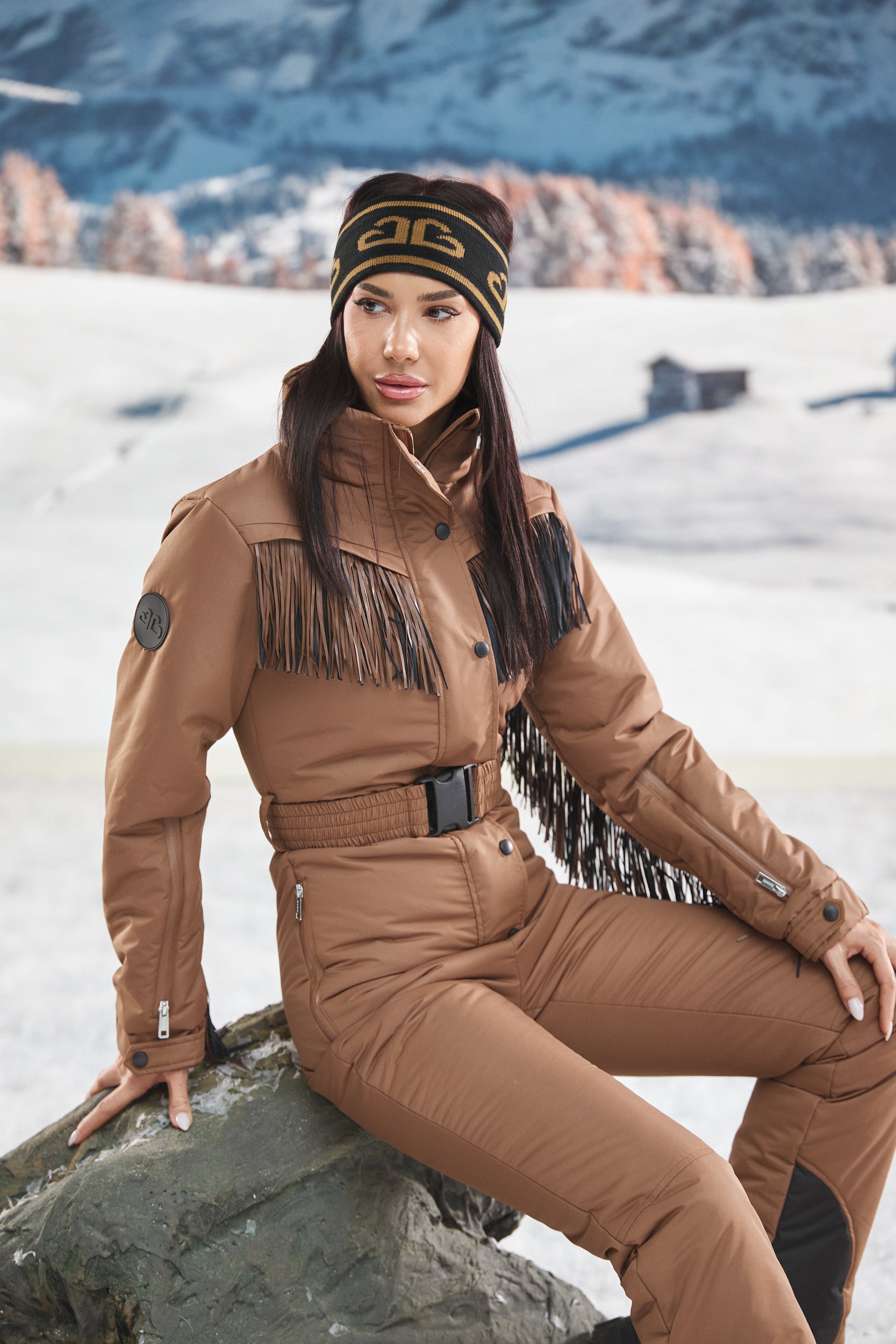 Ritanya Bogas brown casual ski overalls