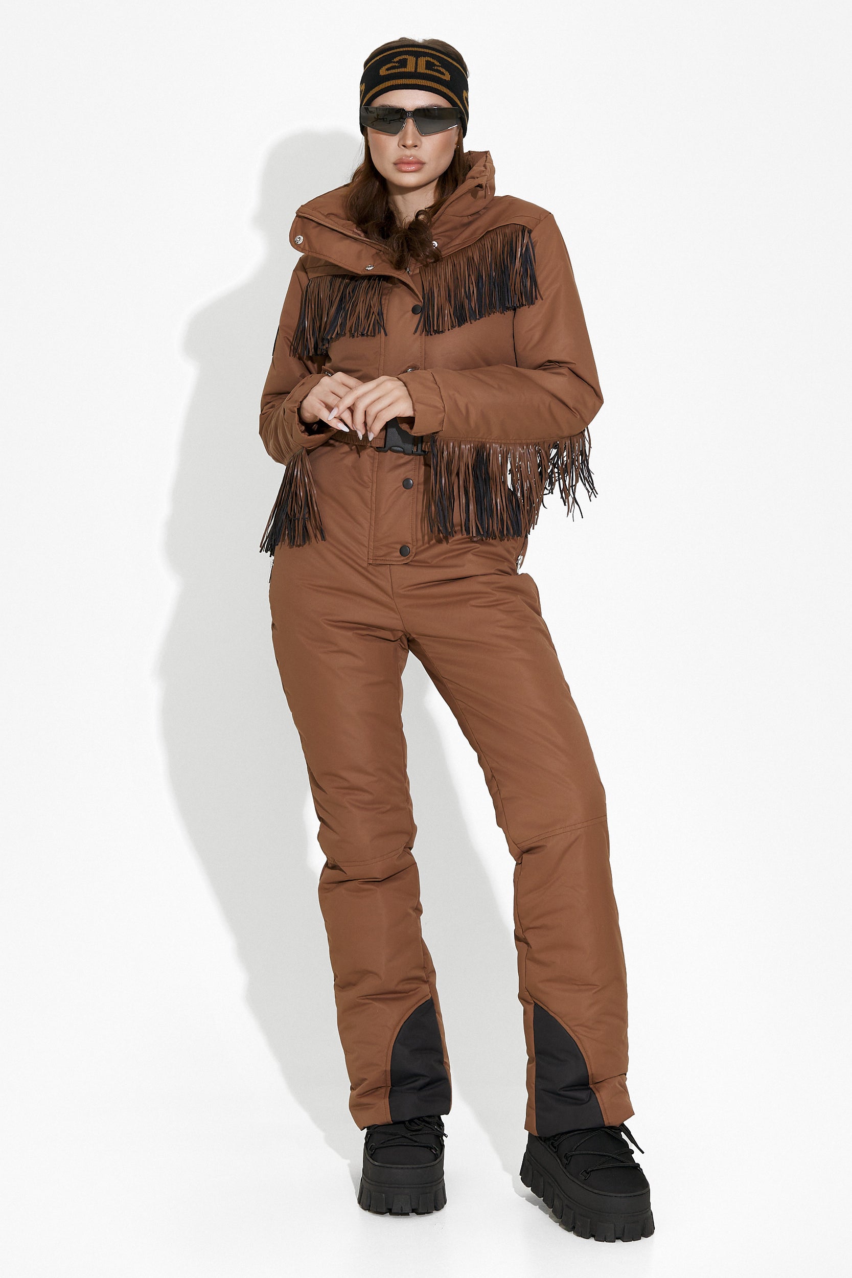 Ritanya Bogas brown casual ski overalls