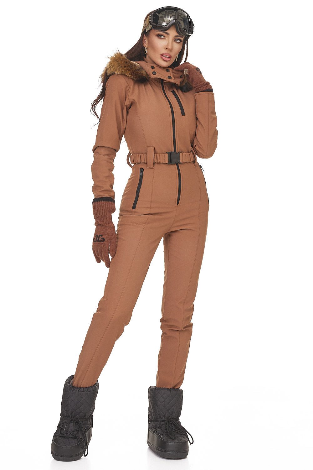 Sydona Bogas brown casual ski overalls