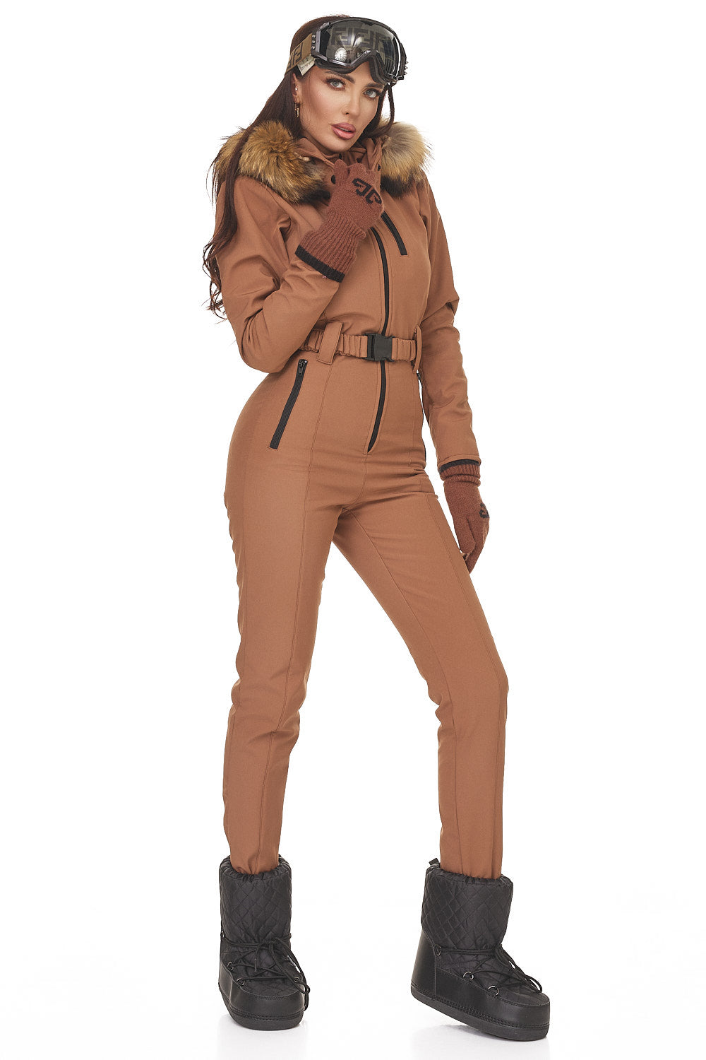 Sydona Bogas brown casual ski overalls