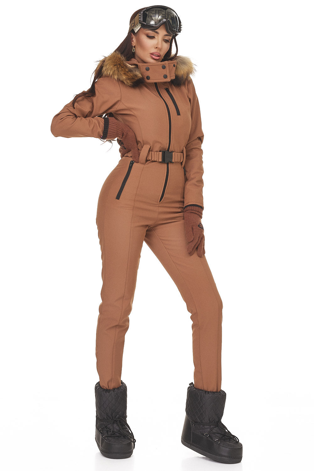 Sydona Bogas brown casual ski overalls