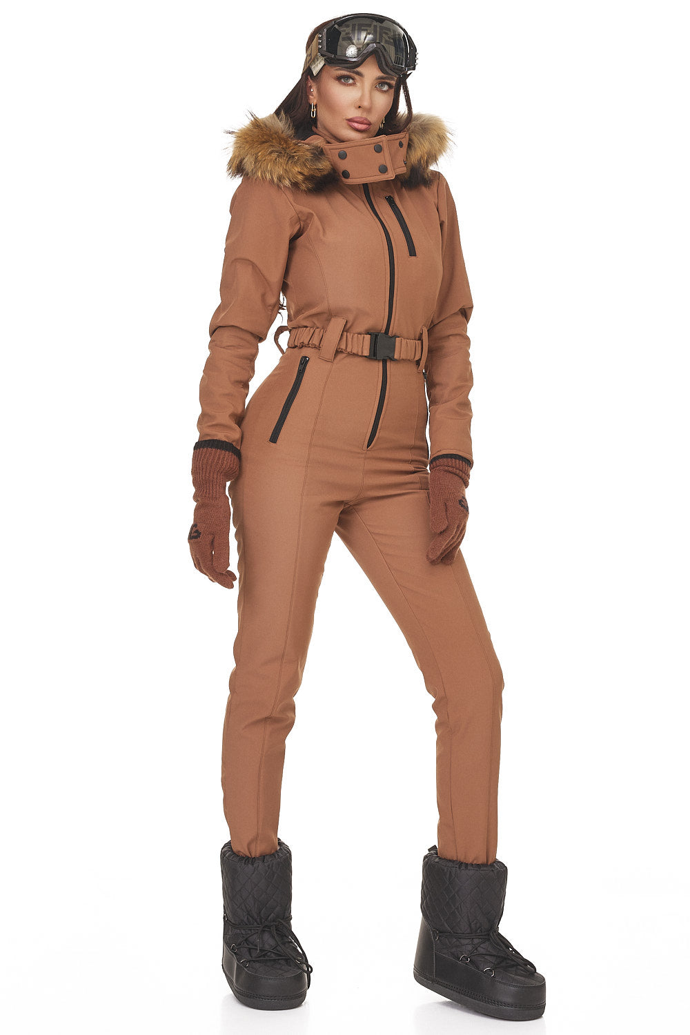 Sydona Bogas brown casual ski overalls