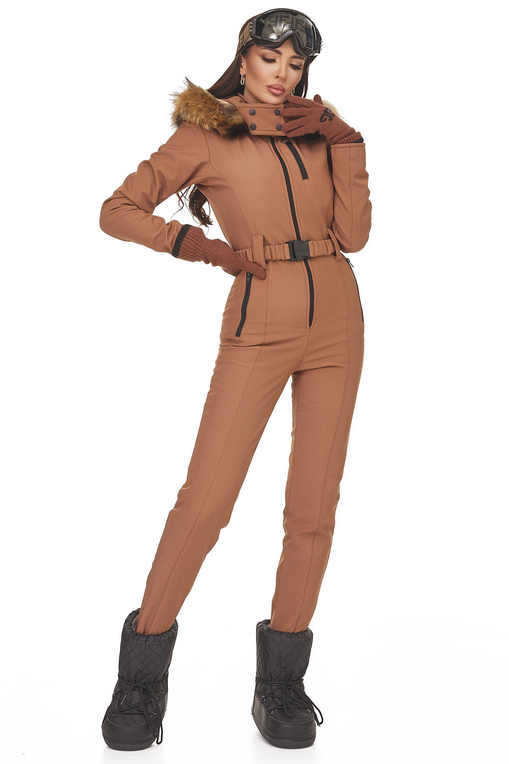 Sydona Bogas brown casual ski overalls