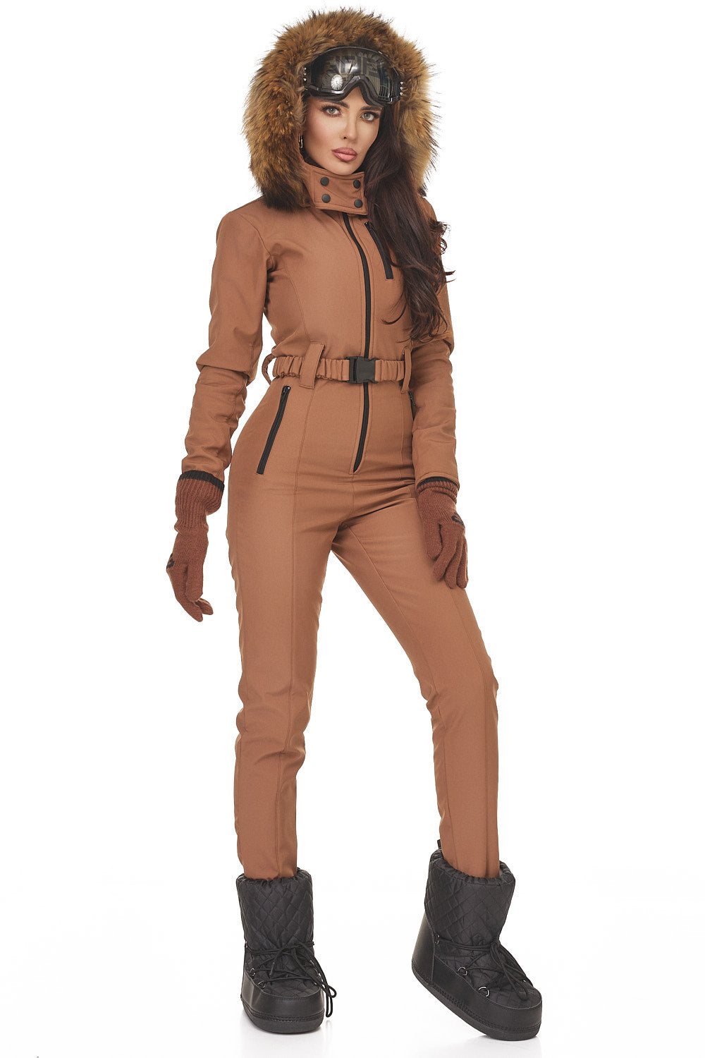 Sydona Bogas brown casual ski overalls