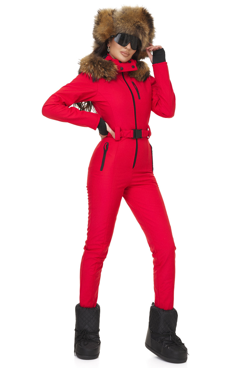 Sydona Bogas casual red ski jumpsuit