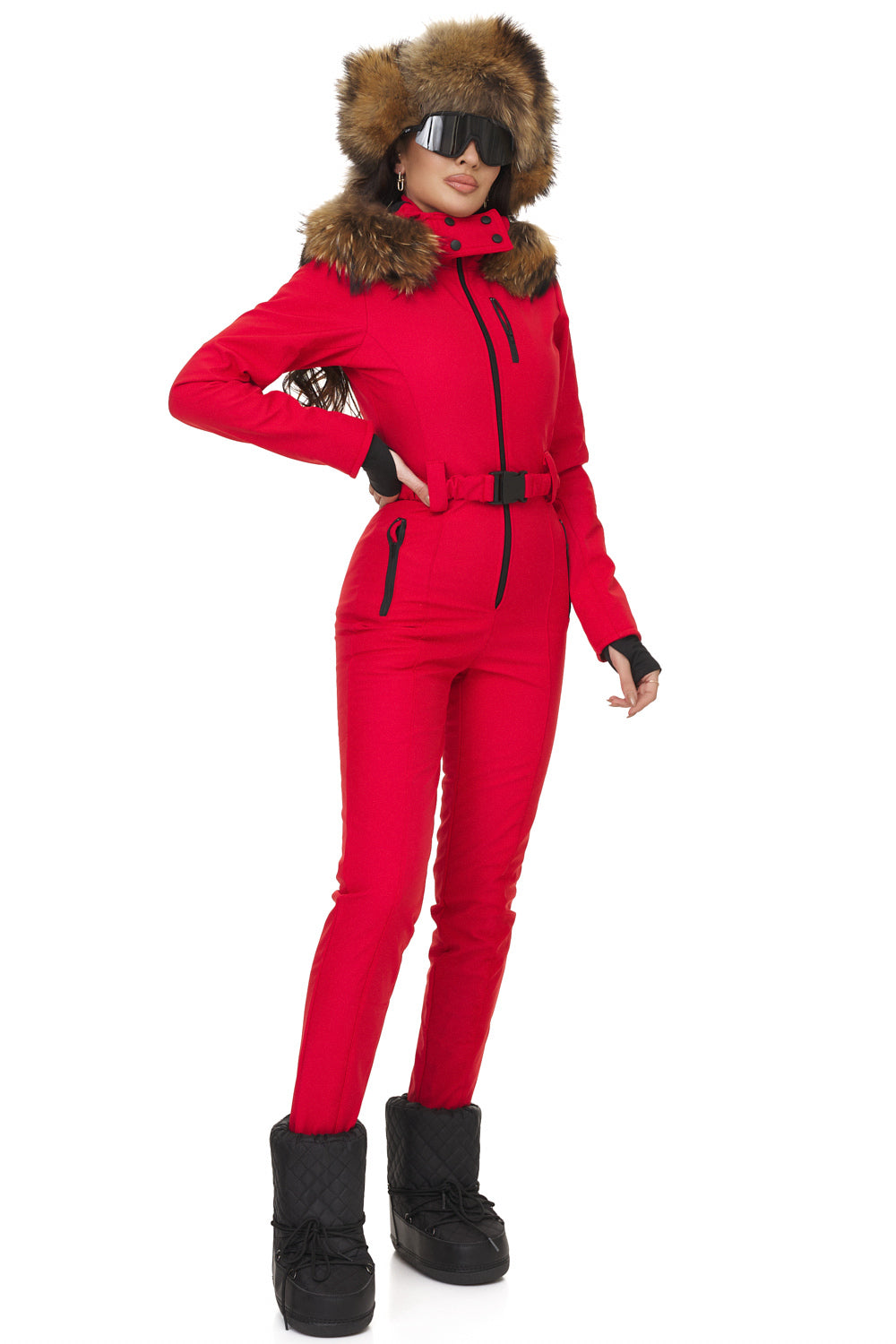 Sydona Bogas casual red ski jumpsuit