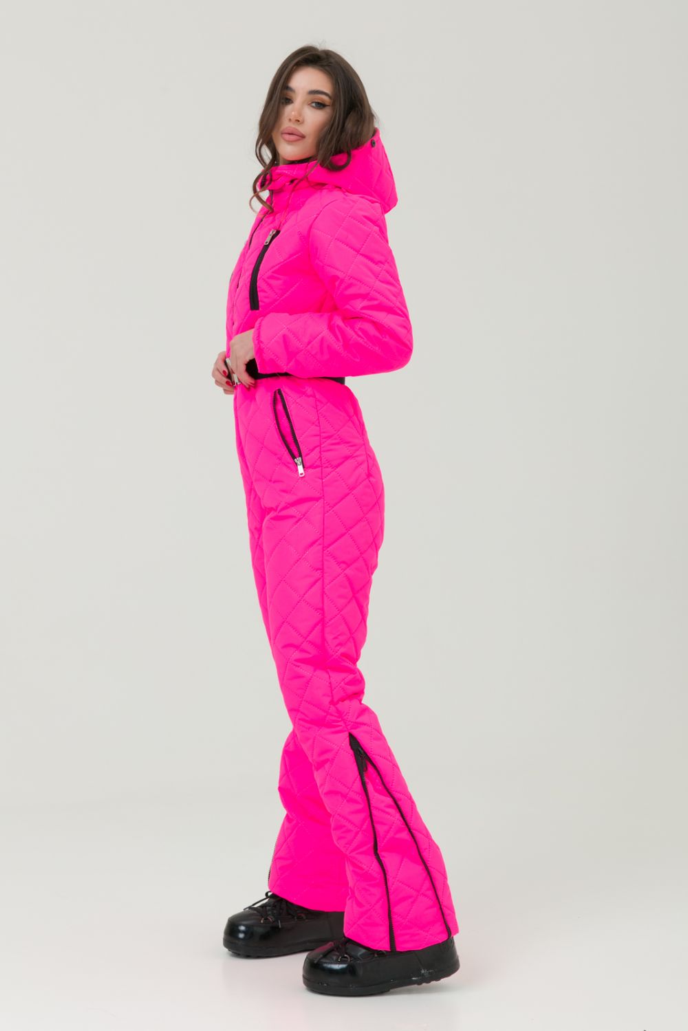 Neon pink casual ski overalls Neshom Bogas