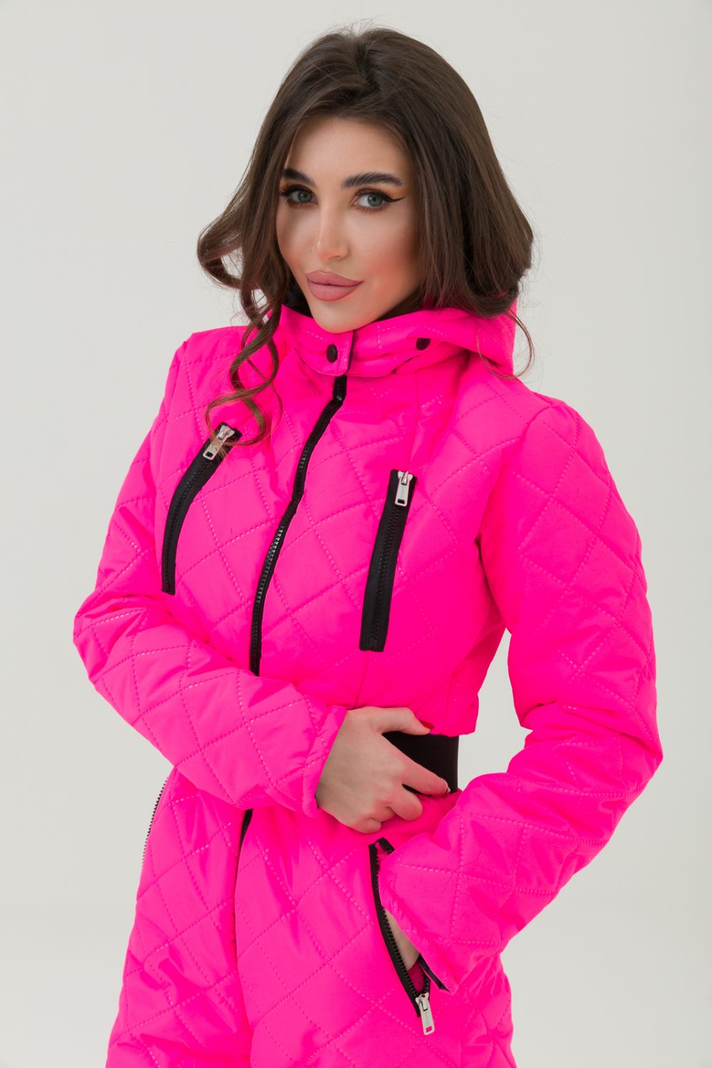 Neon pink casual ski overalls Neshom Bogas