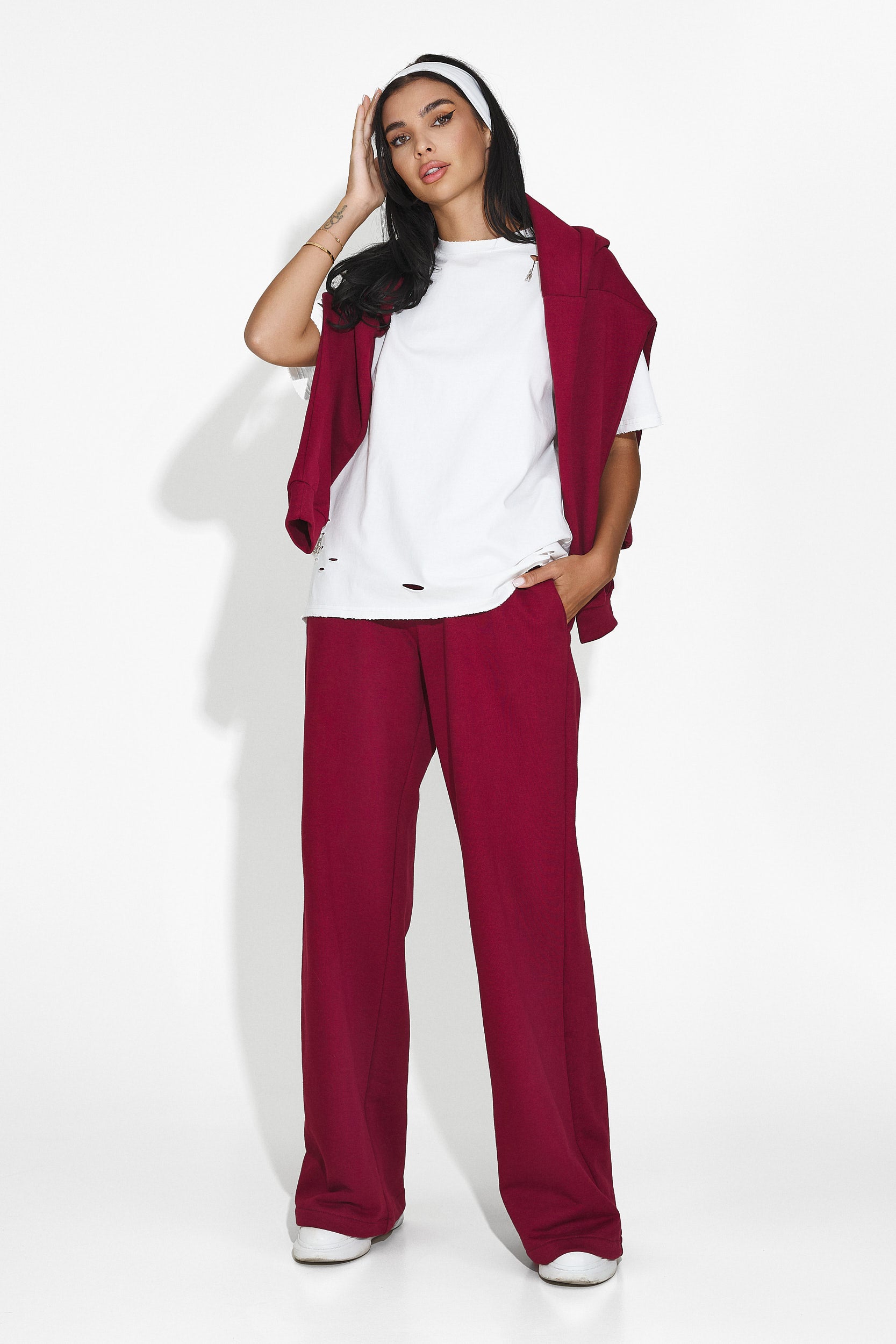 Alsanda Bogas casual burgundy women's tracksuit